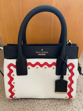 kate spade Black, White & Red Leather Satchel / Crossbody